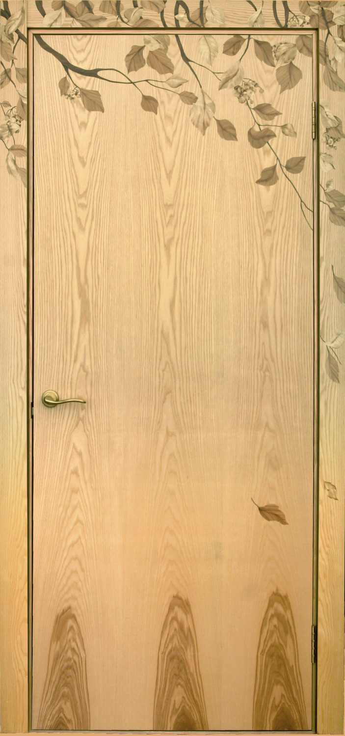 Двери плоские, модель "Листья шелестят", инкрустация