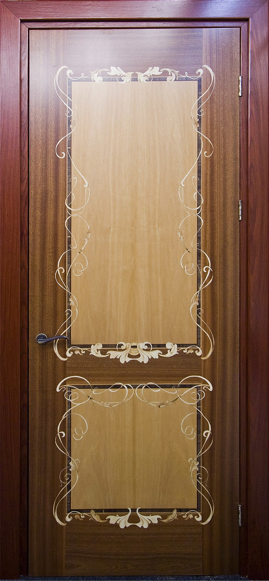 Дверь межкомнатная щитовая с маркетри, модель Паныч и Незабудка